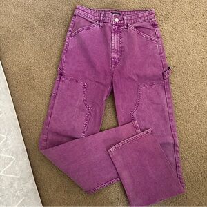 Purple High-Rise Women's Straight Jeans, Small